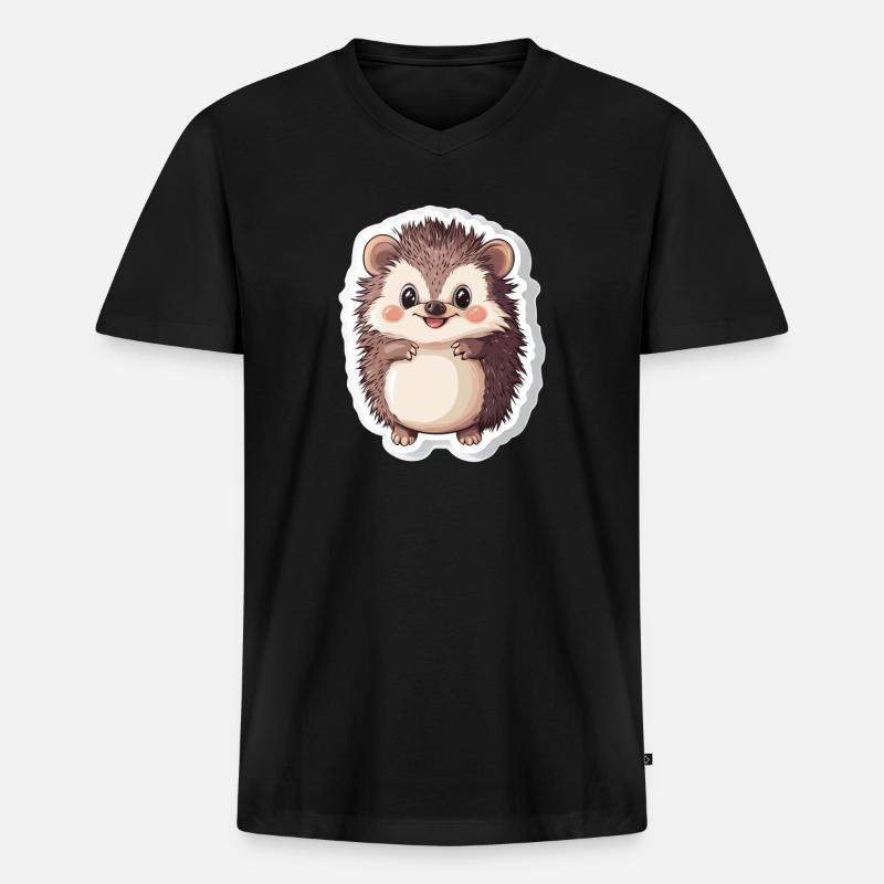 Igel - Männer Premium Bio T-Shirt mit V-Ausschnitt - Schwarz