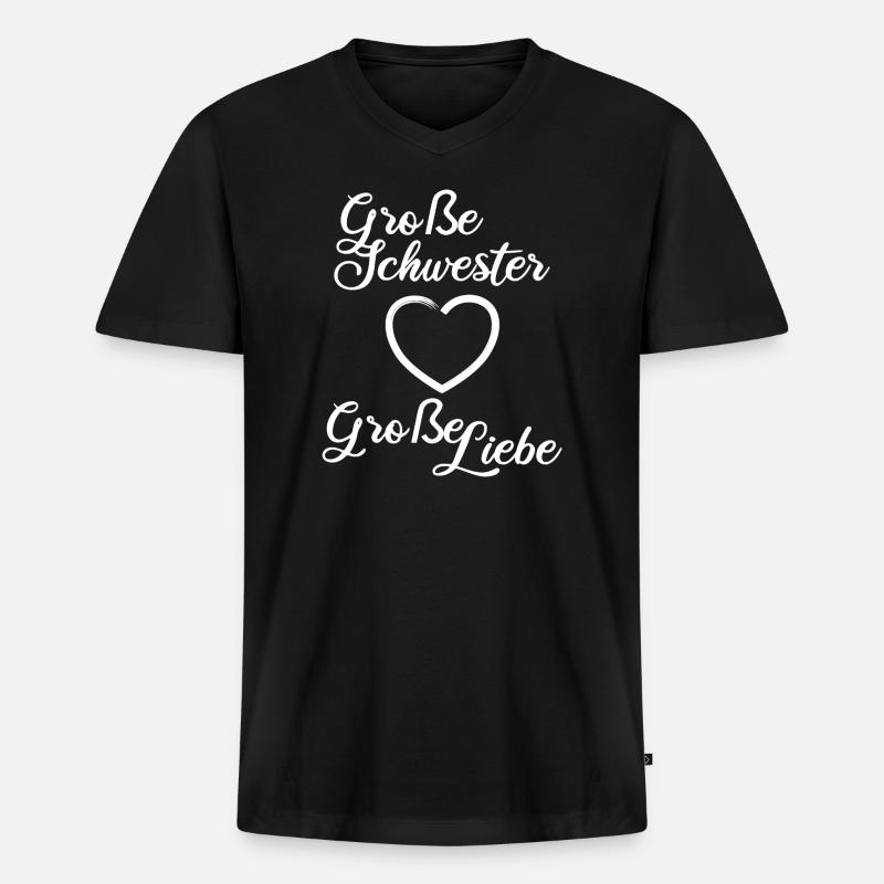 Große Schwester Große Liebe - Männer Premium Bio T-Shirt mit V-Ausschnitt - Schwarz
