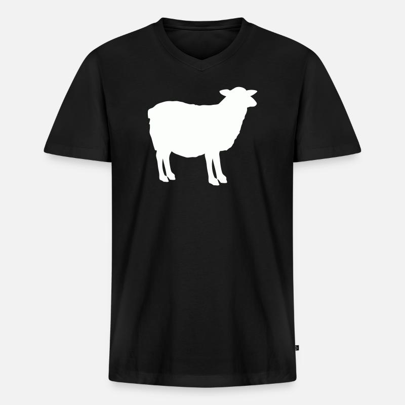 Schaf Silhouette - Männer Premium Bio T-Shirt mit V-Ausschnitt - Schwarz