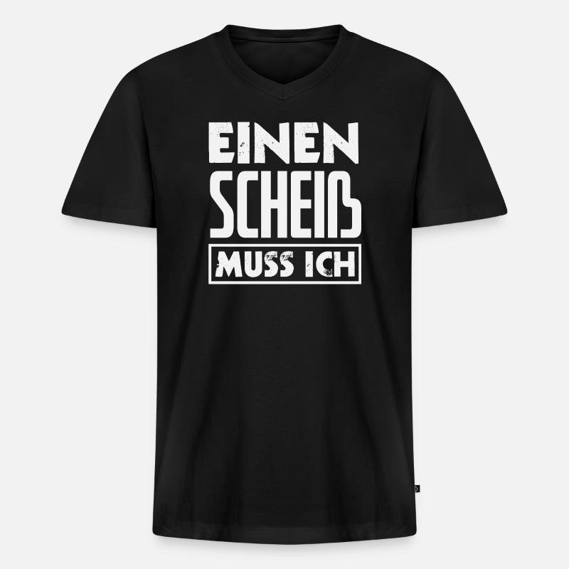 N Scheiß muss ich – Mittelfinger - Männer Premium Bio T-Shirt mit V-Ausschnitt - Schwarz
