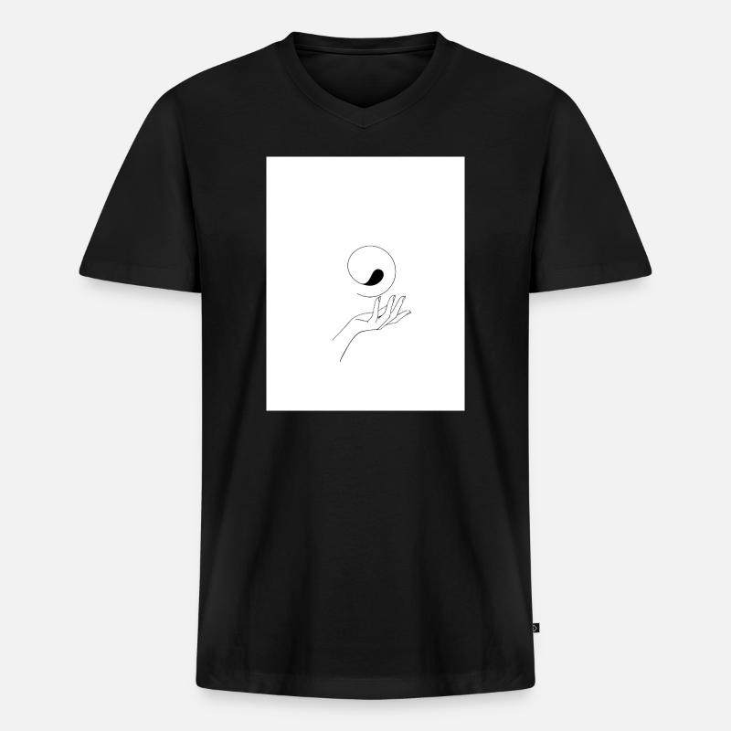Yin yang Hand - Männer Premium Bio T-Shirt mit V-Ausschnitt - Schwarz