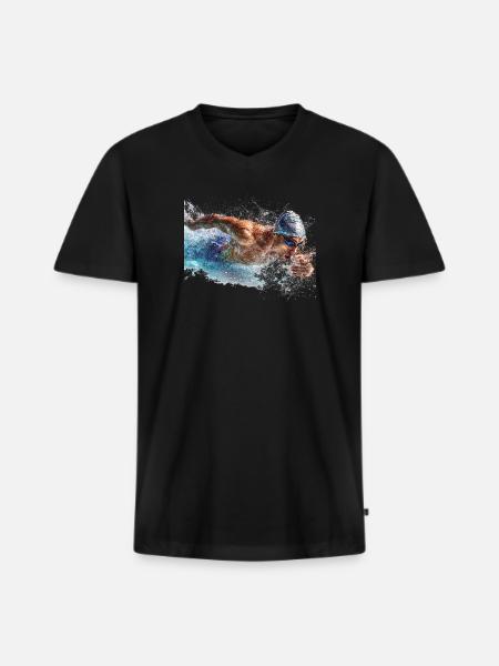 Wassersport Splash Schwimmen - Männer Premium Bio T-Shirt mit V-Ausschnitt - Schwarz