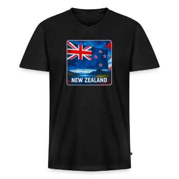 Neuseeland Flaggen Design - Männer Premium Bio T-Shirt mit V-Ausschnitt - Schwarz - Vorne - Nico (187cm)