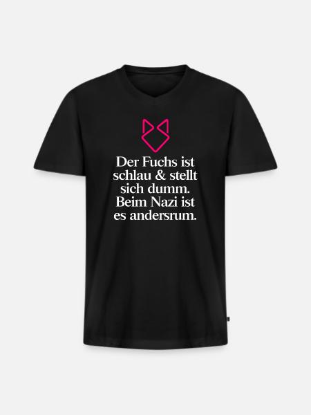 Gegen Rechts - Männer Premium Bio T-Shirt mit V-Ausschnitt - Schwarz