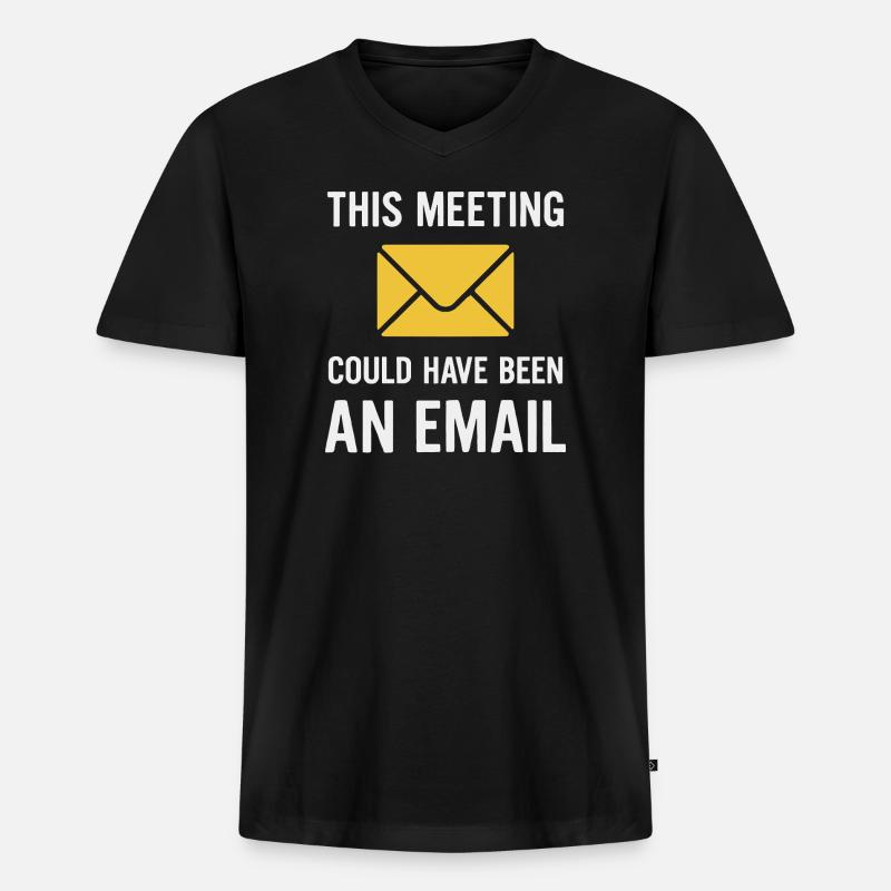 Meeting oder E-Mail - Männer Premium Bio T-Shirt mit V-Ausschnitt - Schwarz