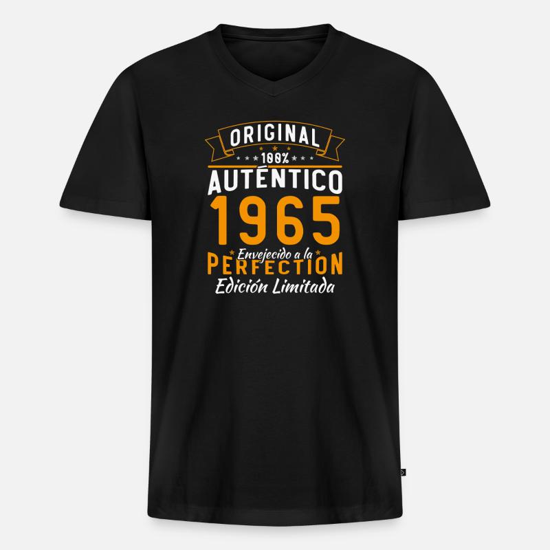 1965 Authentische Limited Edition - Männer Premium Bio T-Shirt mit V-Ausschnitt - Schwarz