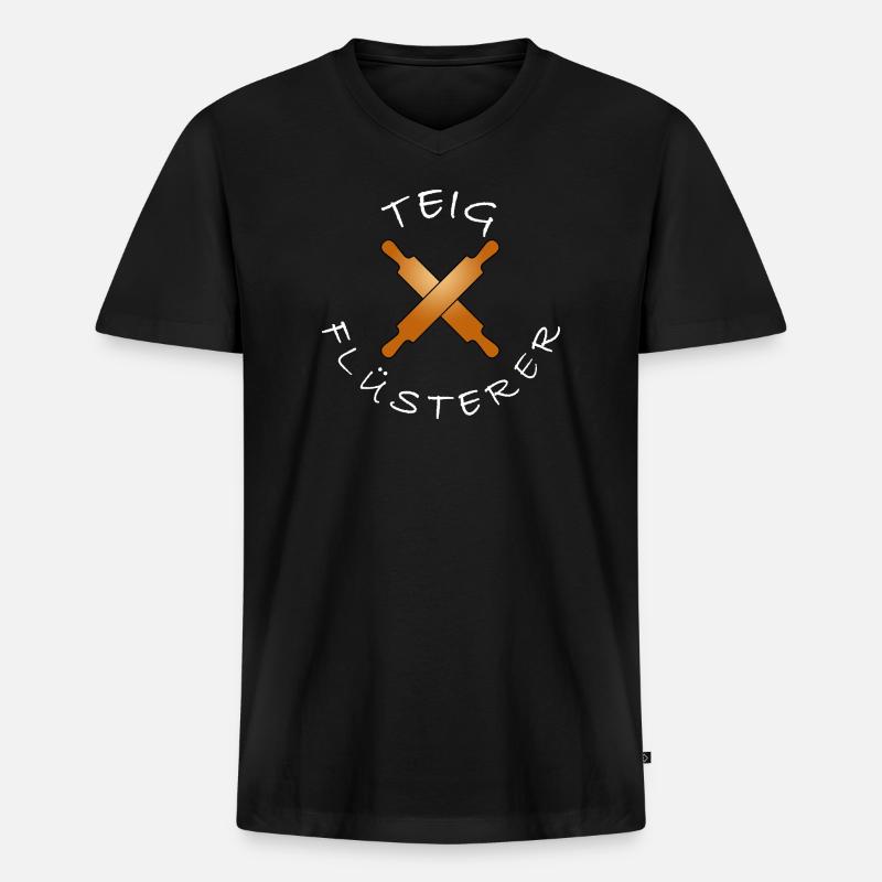 Lustiger Bäcker Spruch backen Teigflüsterer - Männer Premium Bio T-Shirt mit V-Ausschnitt - Schwarz