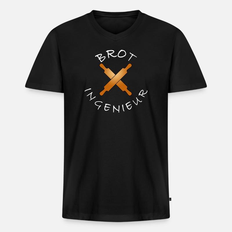 BROTINGENIEUR Bäcker Statement - Männer Premium Bio T-Shirt mit V-Ausschnitt - Schwarz