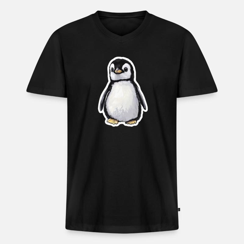 Pinguin - Männer Premium Bio T-Shirt mit V-Ausschnitt - Schwarz