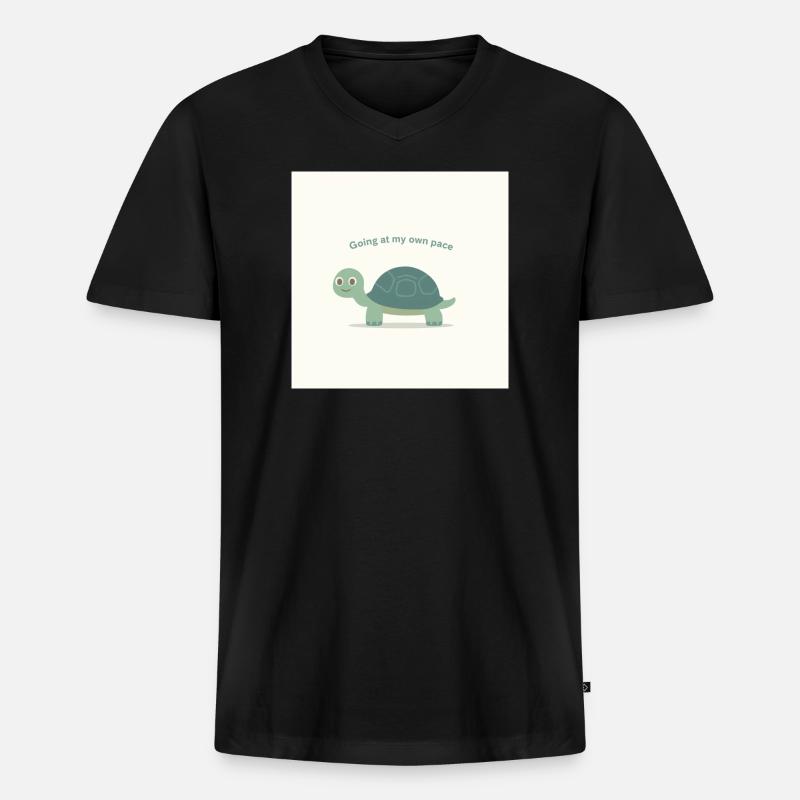 Turtle  - Männer Premium Bio T-Shirt mit V-Ausschnitt - Schwarz