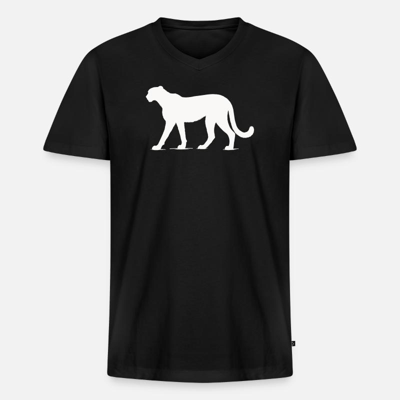 Gepard Tier  - Männer Premium Bio T-Shirt mit V-Ausschnitt - Schwarz