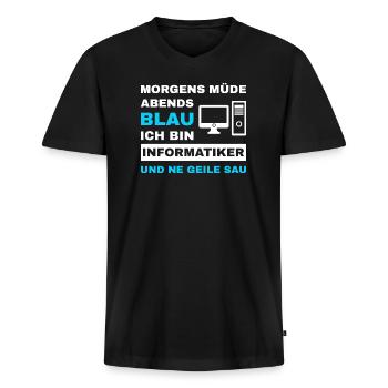 informatiker Programmierer Admin Sprüche Lustig - Männer Premium Bio T-Shirt mit V-Ausschnitt - Schwarz - Vorne - Nico (187cm)