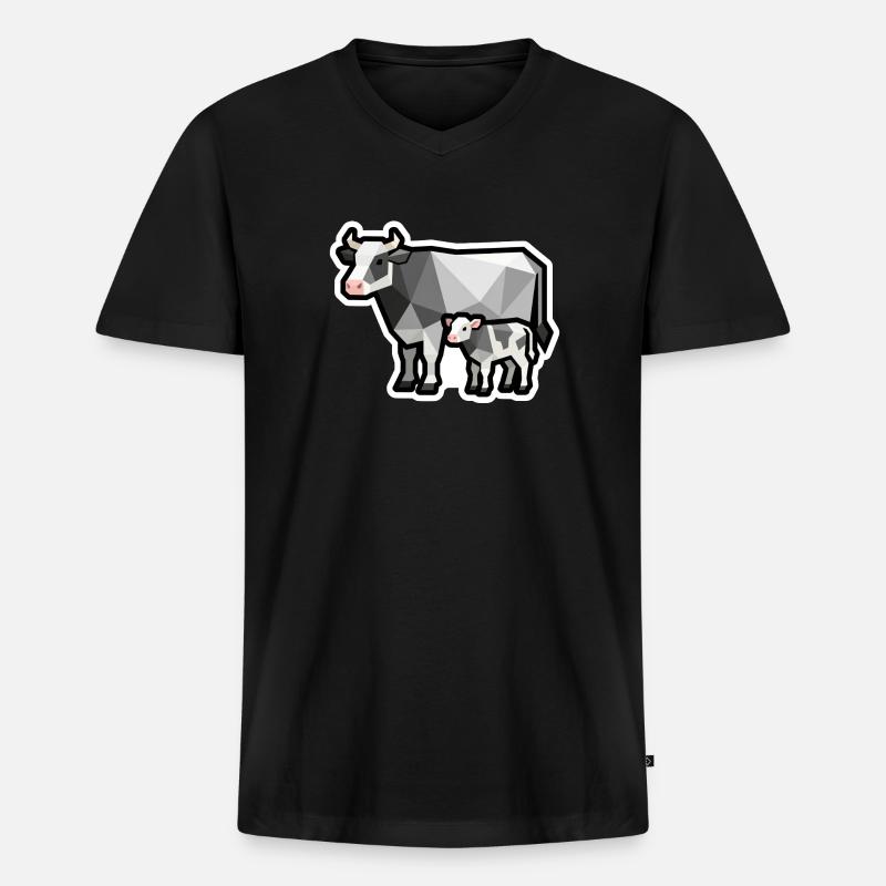 Kuh und Kalb – Geometrisches Minimaldesign - Männer Premium Bio T-Shirt mit V-Ausschnitt - Schwarz