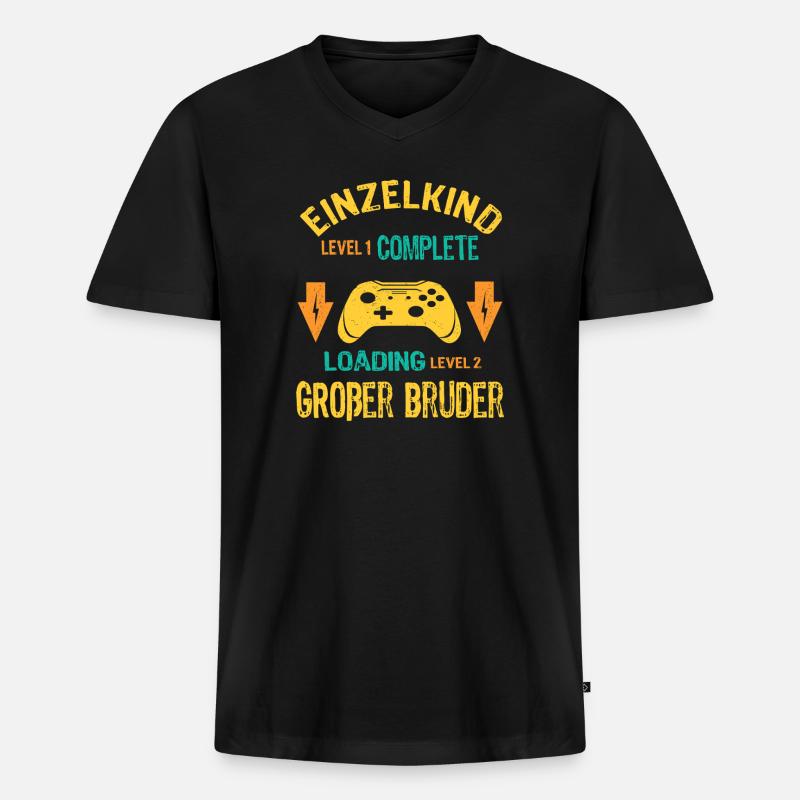Einzelkind Complete - Loading Großer Bruder 2026 - Männer Premium Bio T-Shirt mit V-Ausschnitt - Schwarz