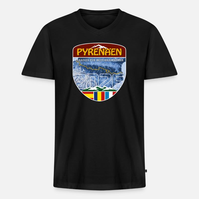 Pyrenäen 2026 | DE | Sticker - Männer Premium Bio T-Shirt mit V-Ausschnitt - Schwarz