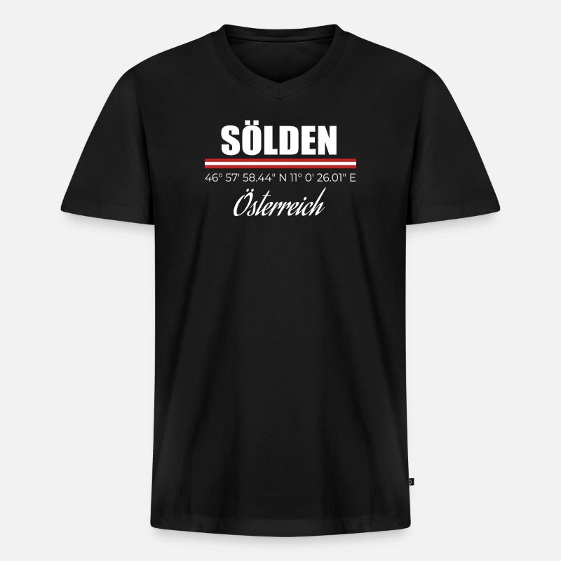 Sölden - Männer Premium Bio T-Shirt mit V-Ausschnitt - Schwarz