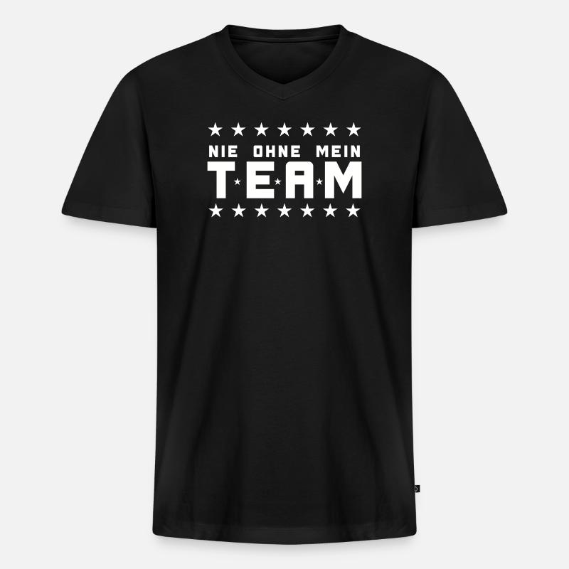 Mein Team - Männer Premium Bio T-Shirt mit V-Ausschnitt - Schwarz