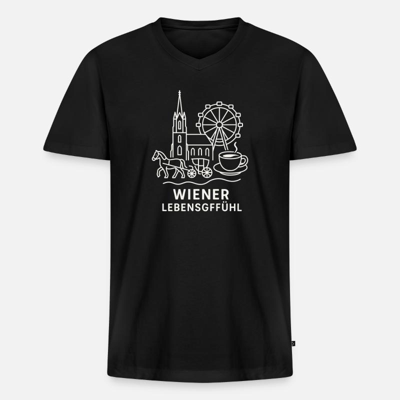 Wiener Lebensgefühl Collage - Männer Premium Bio T-Shirt mit V-Ausschnitt - Schwarz