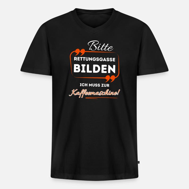 Bitte Rettungsgasse bilden ...- Für Kaffeetrinker - Männer Premium Bio T-Shirt mit V-Ausschnitt - Schwarz