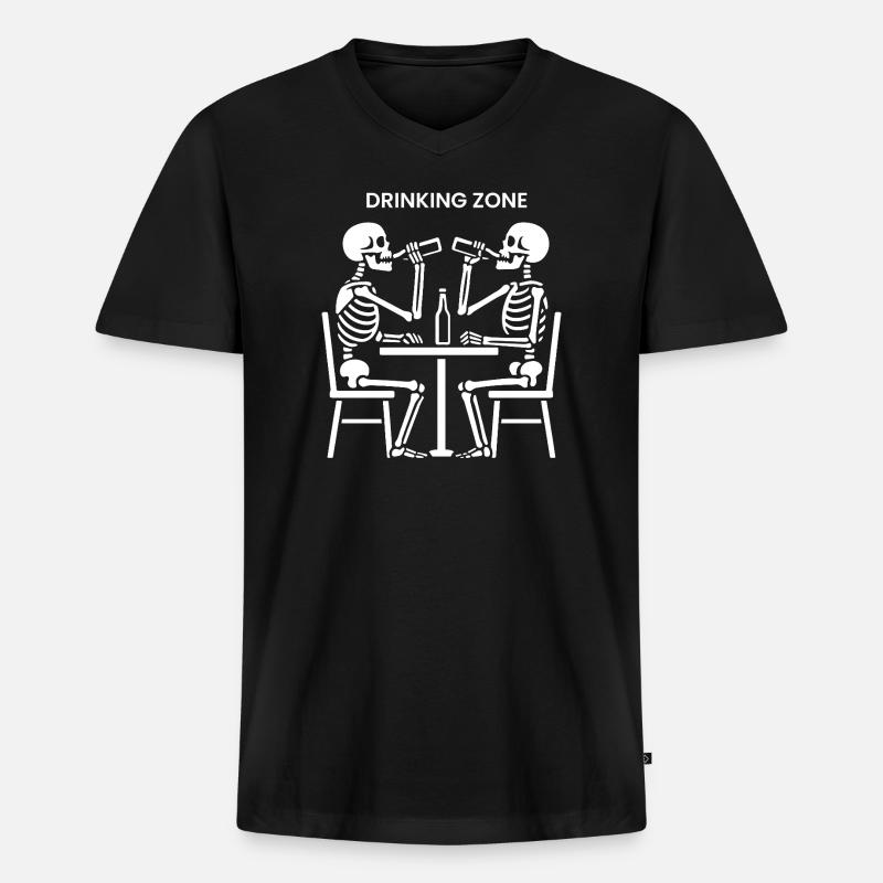 Trinkzone der Skelette - Männer Premium Bio T-Shirt mit V-Ausschnitt - Schwarz