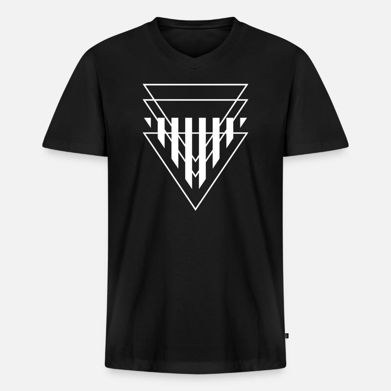 Triangular Crest Geometric Print - Men's Premium Organic T-shirt with V-neck - black