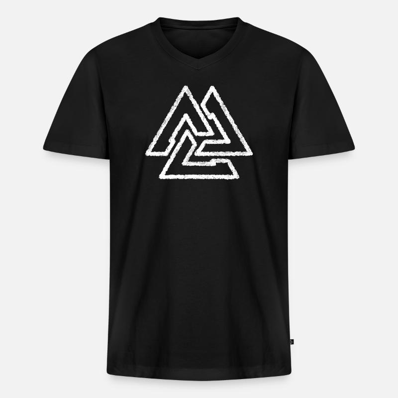 Valknut Wikinger Knoten - Männer Premium Bio T-Shirt mit V-Ausschnitt - Schwarz