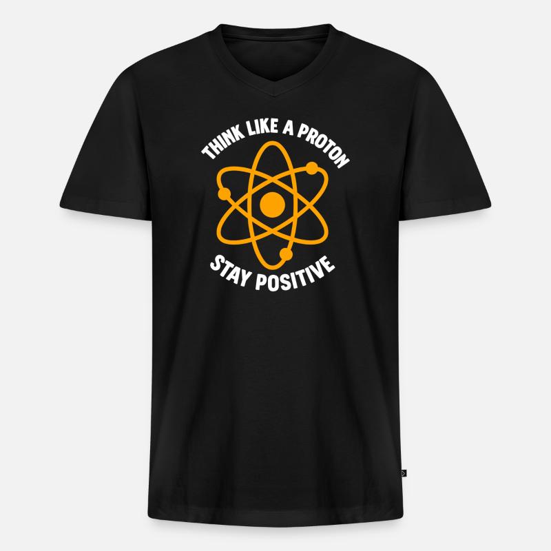 Proton Positiv Denken Atom Grafik - Männer Premium Bio T-Shirt mit V-Ausschnitt - Schwarz