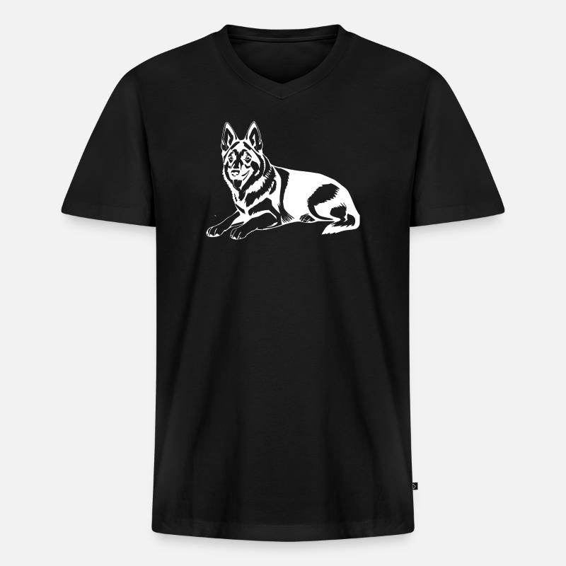 Schäferhund - Männer Premium Bio T-Shirt mit V-Ausschnitt - Schwarz