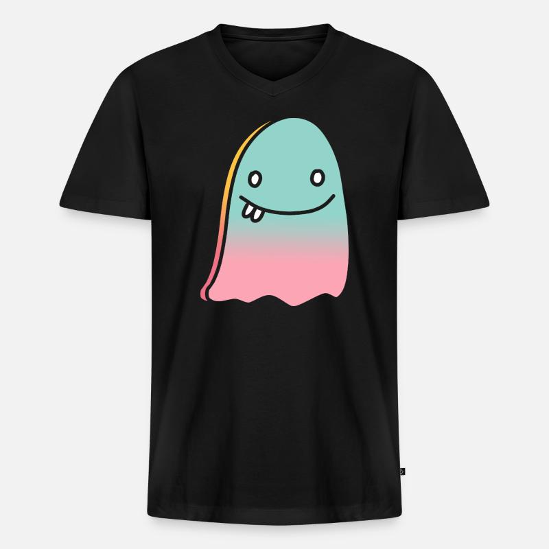 Geist doodle gradient - Männer Premium Bio T-Shirt mit V-Ausschnitt - Schwarz