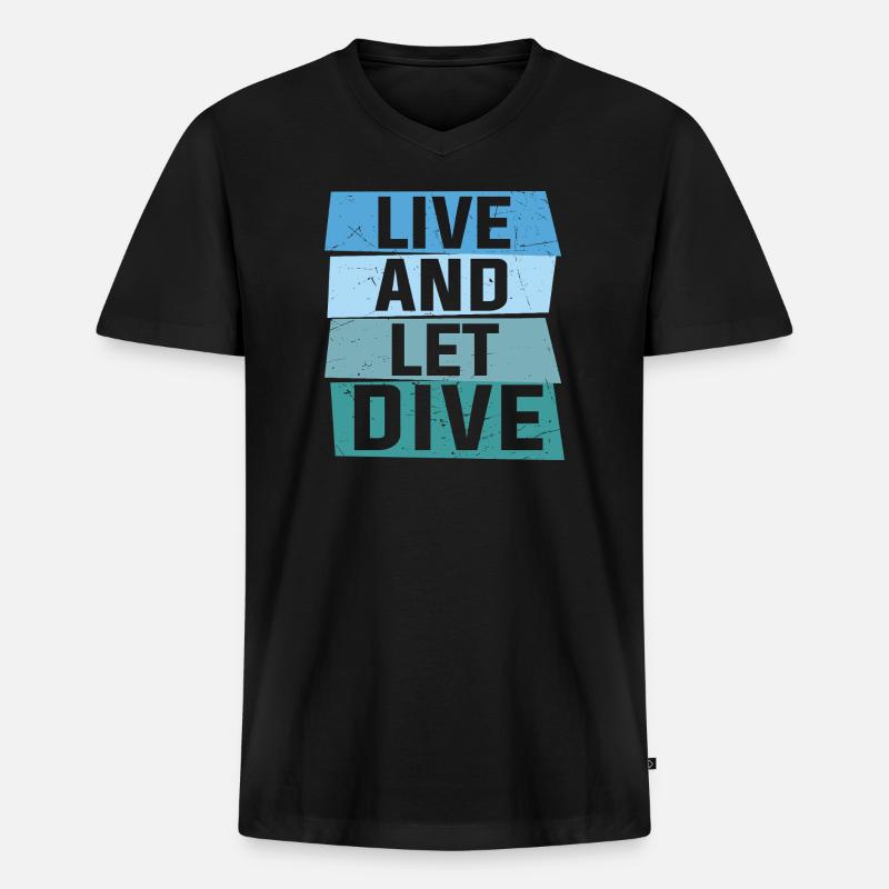 Live and let dive - Männer Premium Bio T-Shirt mit V-Ausschnitt - Schwarz