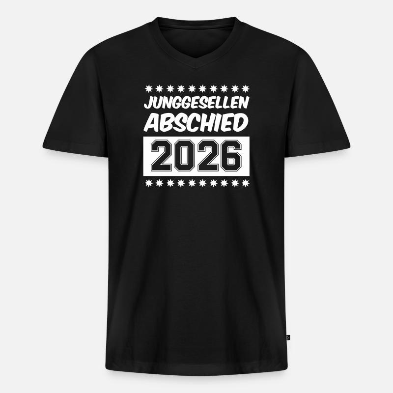 Junggesellinnenabschied 2026 - Männer Premium Bio T-Shirt mit V-Ausschnitt - Schwarz