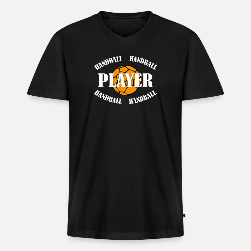 HANDBALL PLAYER - Männer Premium Bio T-Shirt mit V-Ausschnitt - Schwarz