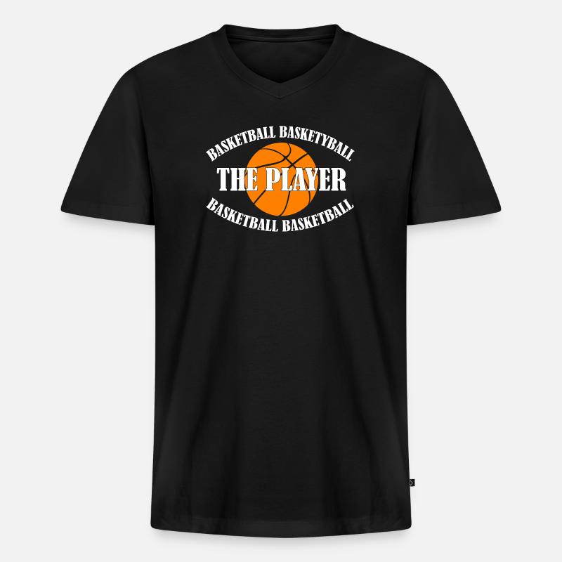 BASKETBALL - THE PLAYER - Männer Premium Bio T-Shirt mit V-Ausschnitt - Schwarz