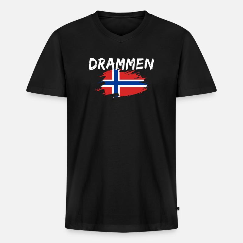 Drammen Norwegen - Männer Premium Bio T-Shirt mit V-Ausschnitt - Schwarz