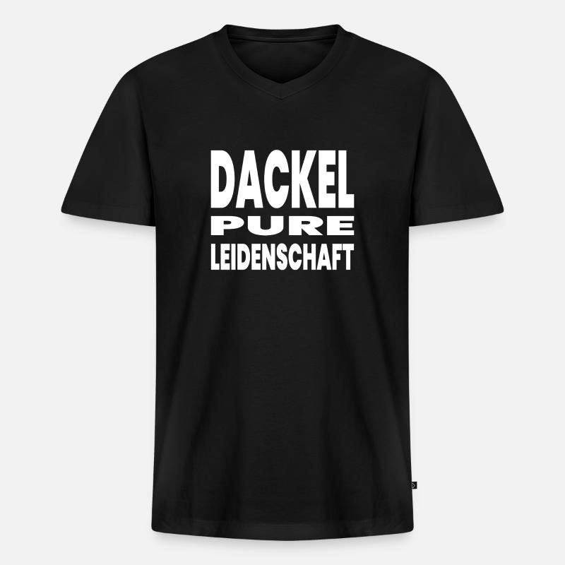 Dackel - Männer Premium Bio T-Shirt mit V-Ausschnitt - Schwarz