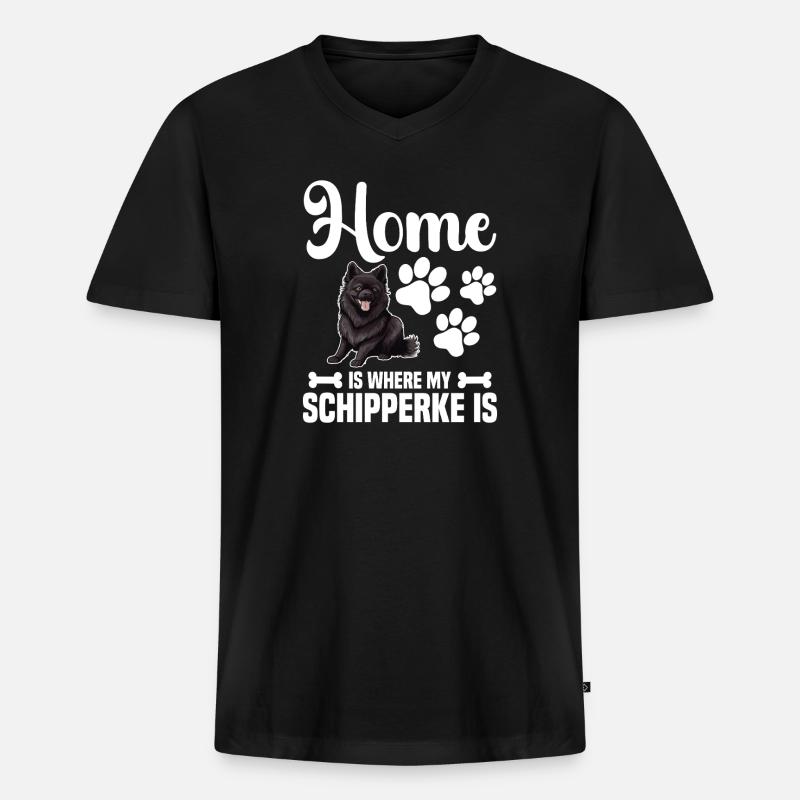 Zu Hause Ist Mein Schipperke - Männer Premium Bio T-Shirt mit V-Ausschnitt - Schwarz