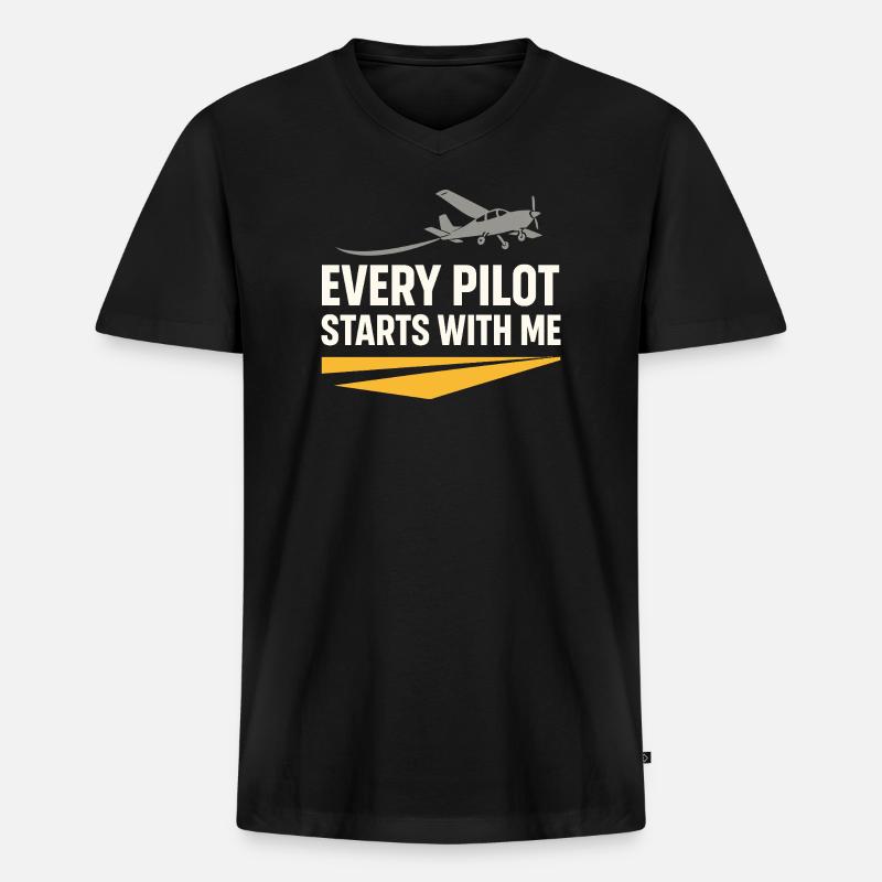 Fluglehrer Cfi Pilot Luftfahrtlehrer - Männer Premium Bio T-Shirt mit V-Ausschnitt - Schwarz