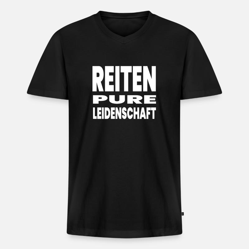 Pferde - Männer Premium Bio T-Shirt mit V-Ausschnitt - Schwarz