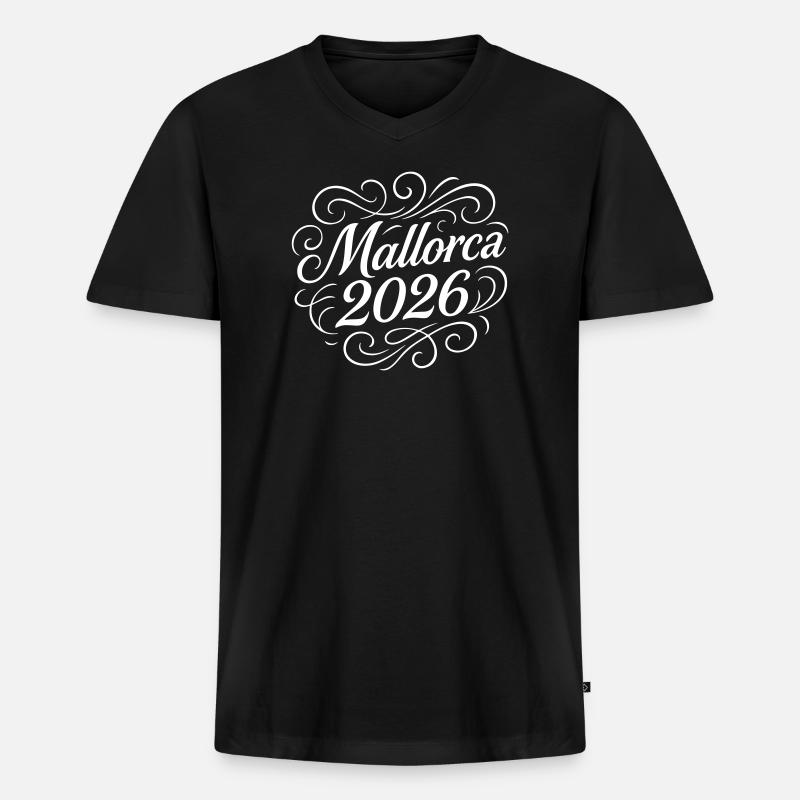 Mallorca 2026 - Männer Premium Bio T-Shirt mit V-Ausschnitt - Schwarz
