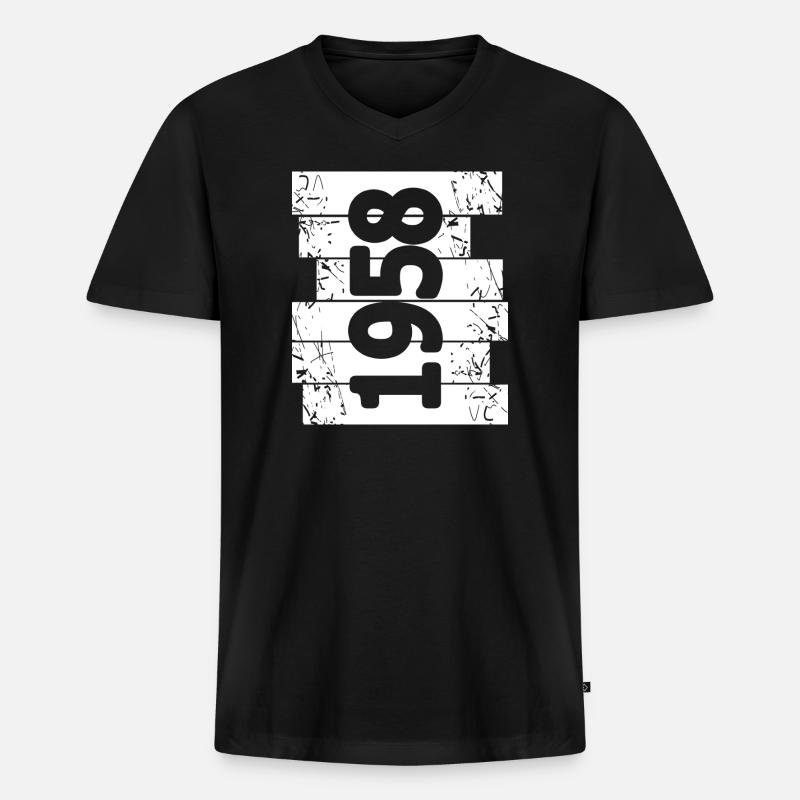 Eltern 1958 - Männer Premium Bio T-Shirt mit V-Ausschnitt - Schwarz