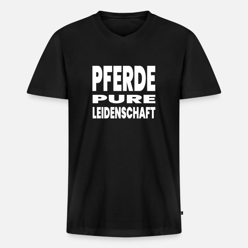 Pferde - Männer Premium Bio T-Shirt mit V-Ausschnitt - Schwarz