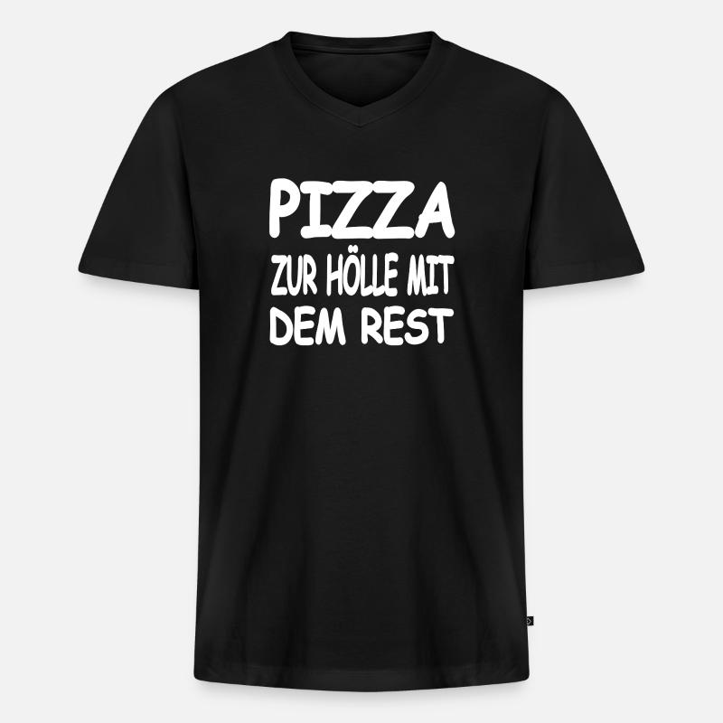 Pizza - Männer Premium Bio T-Shirt mit V-Ausschnitt - Schwarz