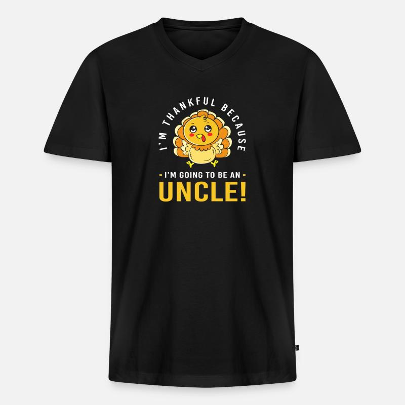 Thanksgiving Gender Reveal Werdende Mutter - Männer Premium Bio T-Shirt mit V-Ausschnitt - Schwarz