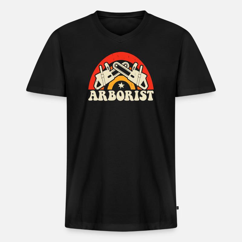 Baumpfleger Holzarbeiter Waldarbeiter Geschenk - Männer Premium Bio T-Shirt mit V-Ausschnitt - Schwarz