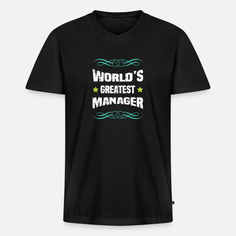 Weltbester Manager - Männer Premium Bio T-Shirt mit V-Ausschnitt - Schwarz