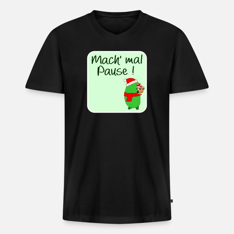 WEIHNACHTSPAUSE GEWÜRZGURKE WEIHNACHTSMANN - Männer Premium Bio T-Shirt mit V-Ausschnitt - Schwarz