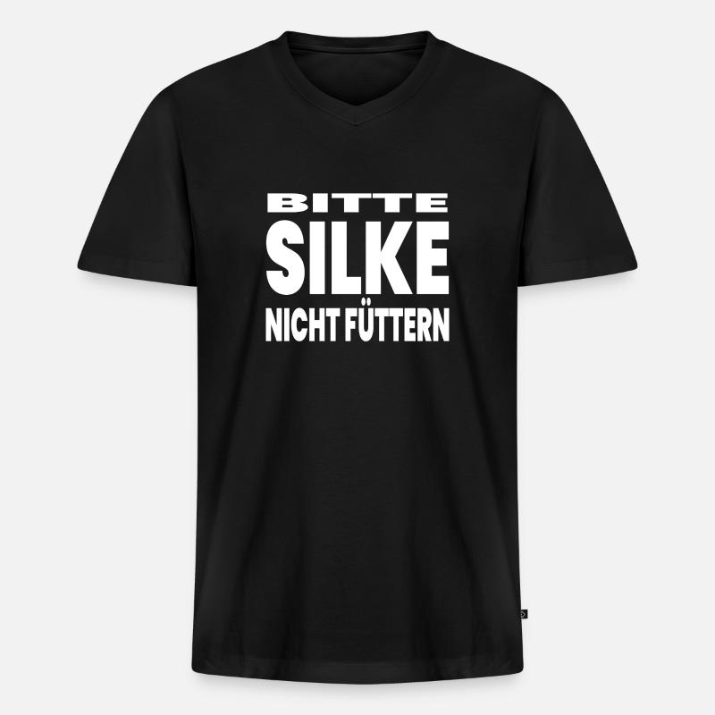 Silke - Männer Premium Bio T-Shirt mit V-Ausschnitt - Schwarz