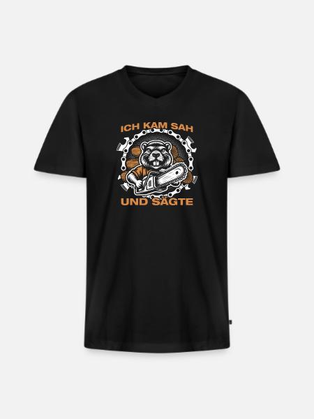 Wood Making Chainsaw Lumberjack Lumberjack Lumberjack - Men's Premium Organic T-shirt with V-neck - black