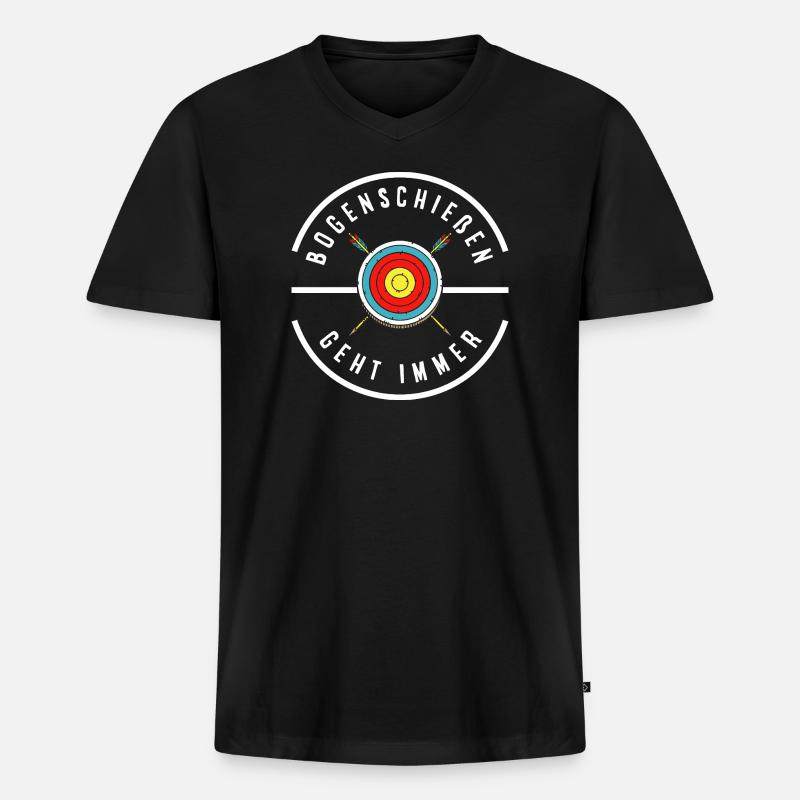 Ich gehe Bogenschießen - Männer Premium Bio T-Shirt mit V-Ausschnitt - Schwarz