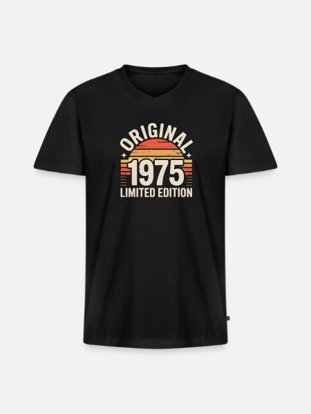 Original 1975 Edition Retro Sunset - Men's Premium Organic T-shirt with V-neck - black